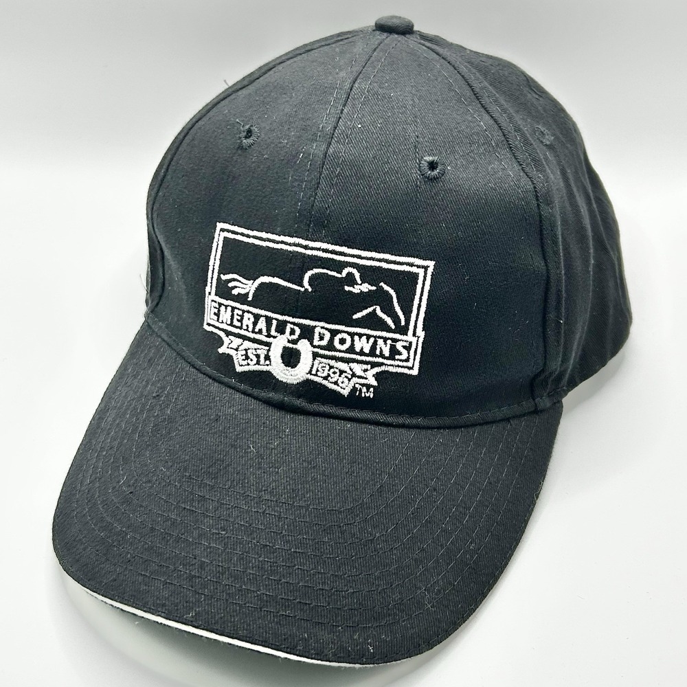 Emerald Downs Horse Racing Western Hat Cap Adjustable Strapback Black Outdoors